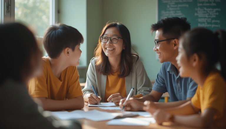 Woodlands Tuition Centre - Teacher teaching a group of students